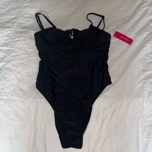 Target Black One-Piece Bodysuit with Adjustable Straps